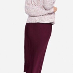 NWT Express Burgundy High Waisted Satin Midi Skirt for Fall/Autumn XL